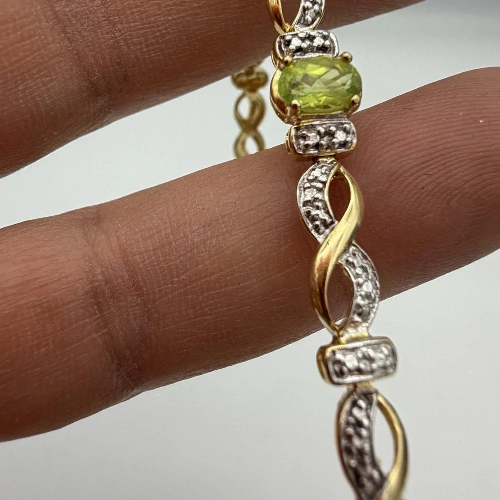 Vintage Ross Simons Peridot 925 Sterling Silver Tennis Bracelet Sz 7